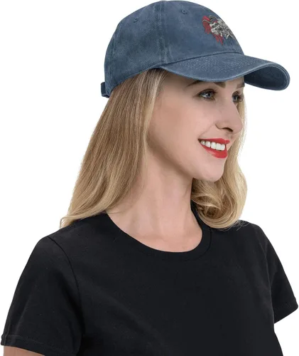 Vista 3 de Sombrero de vaquero de moda para hombre y mujer, ajustable para cuatro estaciones, gorra de béisbol del infierno con ángel, azul marino, Azul marino