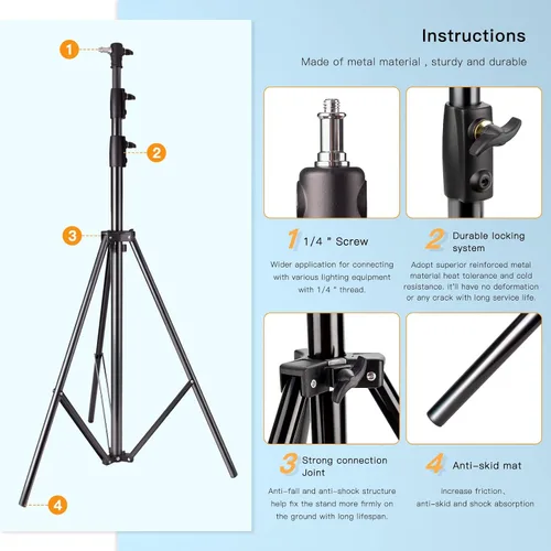 Vista 7 de Godox Soporte de luz de fotografía de aluminio para iluminación de estudio fotográfico, cajas de luz, paraguas, fondos - 240 cm, 94 pulgadas