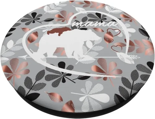 Vista 2 de PopSockets - Soporte para teléfono móvil y tablet, diseño de oso Mama, Negro