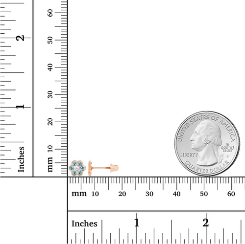 Vista 4 de Aretes de tuerca de oro macizo de 14 quilates con bisel de 0.236in con piedra natal natural para mujer, piedra natal de 0.069in Aretes de tuerca
