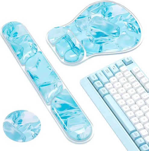 Vista 8 de Ospelelf Juego de alfombrilla de mouse con reposamuñecas de gel ergonómico para teclado, soporte de muñeca con parte inferior de goma