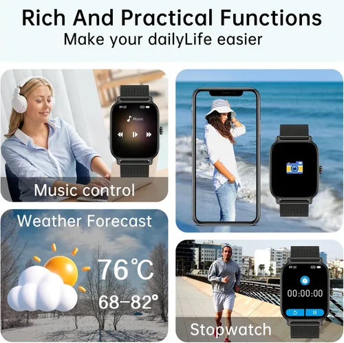 Vista 5 de Reloj inteligente para hombres y mujeres Fitness: resistente al agua, responder llamada, relojes digitales para hombre, podómetro, reloj inteligente