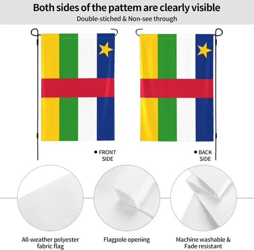 Vista 6 de Flag of the Central African Republic Garden Flag 12.5"x18" Inch Double Sided Garden Flags Home Lawn Outdoor Decor Flags Party Banner Welcome Flag