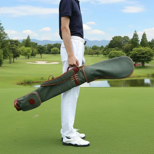 Vista 8 de Tourbon Bolsas de transporte vintage para palos de golf - Lona y cuero Golf Bag for Walking Par 3 Courses, Traveling, with Padded Lining