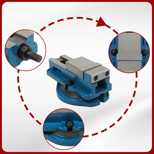 Vista 7 de findmall Tornillo de molino de precisión de 2 pulgadas con tornillo de banco de fresado resistente con base de rotación de 360 grados