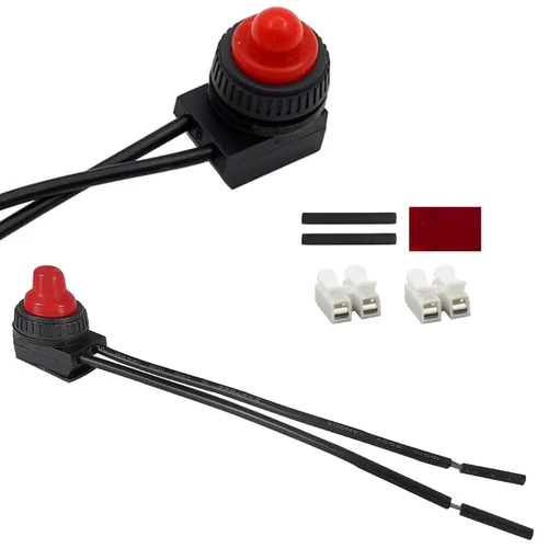 Vista 15 de Interruptor de botón momentáneo de 12 V y 24 V, cable precableado de 0,5 m y cinta de doble cara para una fácil instalación