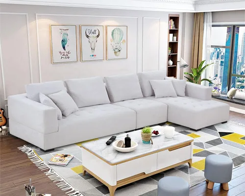 Vista 10 de KEVINSPACE Juego de sofá modular de 3 piezas de 111.5 pulgadas, juego de muebles de sala de estar, sofá moderno con reposapiés, asientos otomanos