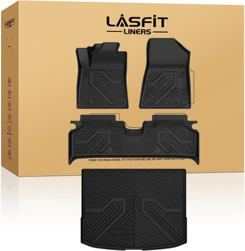 Vista 16 de LASFIT Alfombrillas de Piso Compatibles con Nissan Armada 2017-2018 / Infiniti QX56 2011-2013 / Infiniti QX80 2014-2018, TPE Para Todo Clima Ajuste