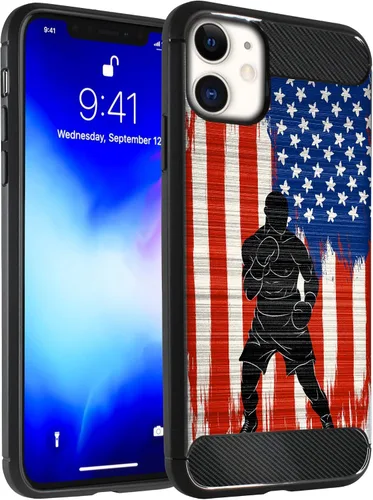 Vista 6 de CasesOnDeck - Funda compatible con Apple iPhone 11 / iPhone XI (2019) de 6.1 pulgadas, funda delgada de fibra de carbono TPU para acentuar arañazos