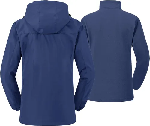 Vista 3 de Rdruko Chaqueta de esquí impermeable 3 en 1 para mujer, abrigo de invierno con aislamiento polar