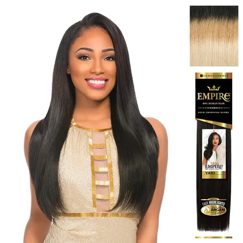 Vista 37 de Sensationnel - Cabello humano Empire Yaki, tejido sin enredos para un tejido rápido y estilo cosido para conseguir reflejos artificiales, paquete