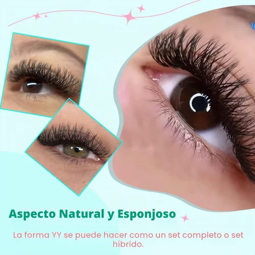 Vista 6 de VAVALASH Extensiones de pestañas en Y, rizo C, 0.002 in, 0.315-0.591 in, bandeja mixta, volumen 4D, extensiones de pestañas tipo YY, extensiones