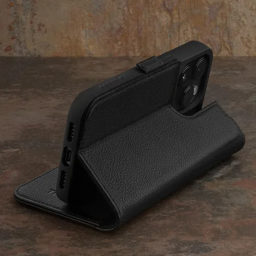 Vista 3 de TORRO Funda de cuero prémium compatible con iPhone 15 Pro Max de 6.7 pulgadas, funda de piel auténtica tipo cartera con función atril y ranuras