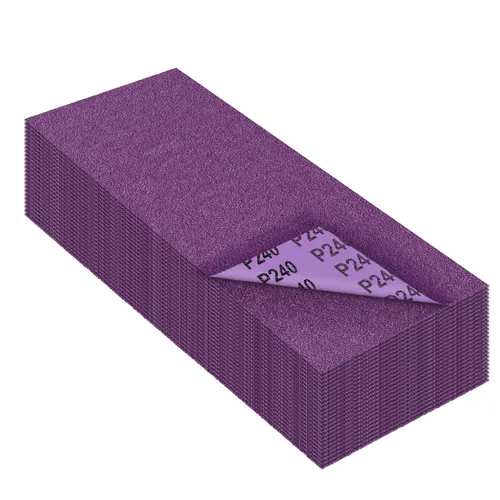 Vista 20 de Papel de lija de grano 80, hojas de lija en seco y húmedo, papel de arena abrasivo de cerámica de alto rendimiento para acabado de muebles