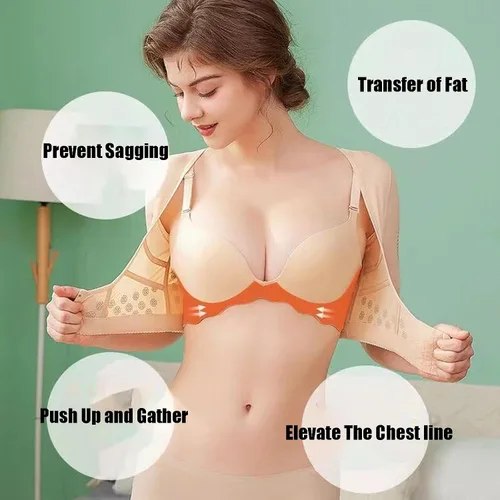 Vista 2 de AMAZIDEAL Faja moldeadora de pecho para mujer, cierre frontal que da forma al pecho y corrector de postura de espalda