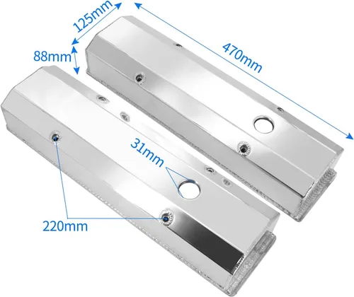 Vista 2 de Cubiertas altas de aluminio anodizado transparente para válvulas de 1/4" riel compatible con SBC Che-vy 283 305 327 350 383 400