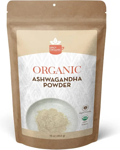 Vista 10 de SPICY ORGANIC Polvo orgánico de raíz de ashwagandha – 4 oz. – Sin OMG, 100% crudo de la India – Ginseng indio (Withania Somnifera) – Apoyo natural