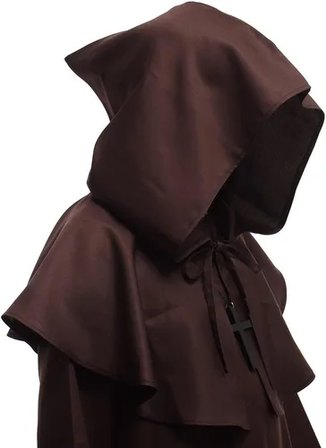 Vista 3 de BLESSUME Friar - Bata medieval con capucha, monje renacentista sacerdote disfraz de Halloween cosplay