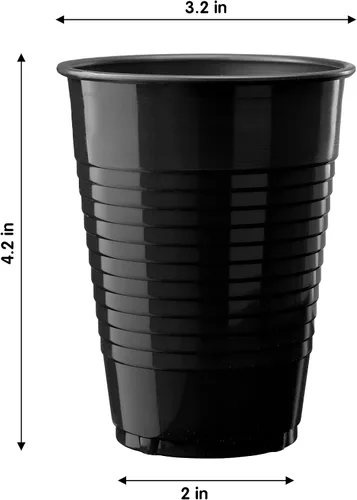 Vista 2 de Party Solids Vasos de plástico negros - 12 onzas, paquete de 100