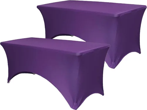 Vista 28 de Paquete de 2 manteles de mesa elásticos de elastano para mesas rectangulares de 4 pies, mantel ajustable de 48 pulgadas de largo x 30 pulgadas