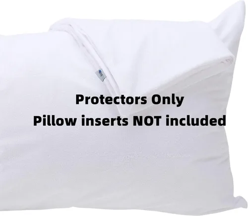 Vista 3 de Kingnex Protectores de almohada a prueba de plumas con cremallera, tamaño estándar, 2 unidades, 100% impermeable, a prueba de plumón, superficie