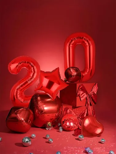 Vista 6 de Globos rojos de 40 pulgadas con números de Mylar para decoración de fiesta de cumpleaños número 10 Globos digitales de helio, 10 suministros
