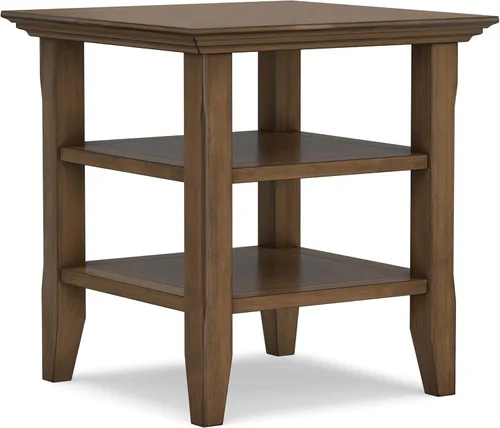 Vista 24 de SIMPLIHOME Acadian Mesa auxiliar estrecha – Mesa auxiliar rectangular de madera maciza de 14 pulgadas de ancho con 2 estantes abiertos en negro