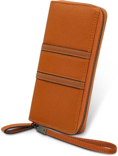 Vista 2 de CornerLife Carteras con cremallera para mujer carteras de pulsera de gran capacidad carteras largas de chequera carteras con correa para la muñeca