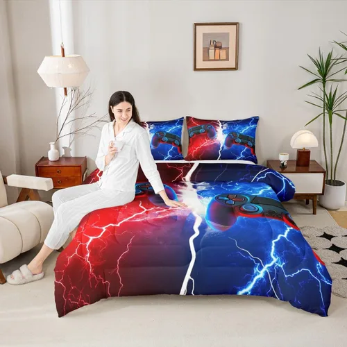 Vista 72 de Erosebridal Juego de edredón de hojas de cannabis, juego de ropa de cama de marihuana con estampado colorido de plantas, decoración bohemia de 2