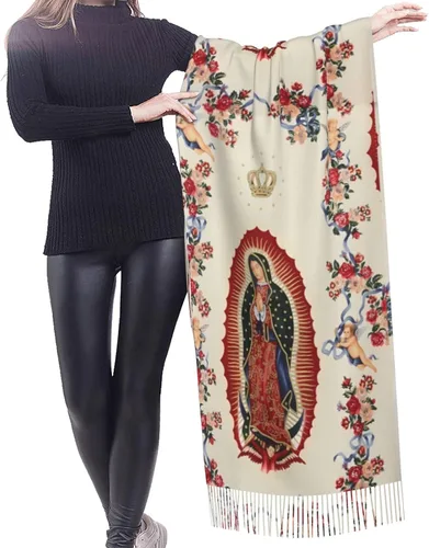 Vista 2 de Waygotee Our Lady Of Guadalupe Virgin Mary Soft Cashmere - Bufandas ligeras para mujer, chales grandes y envolturas de regalo de Navidad, o-12