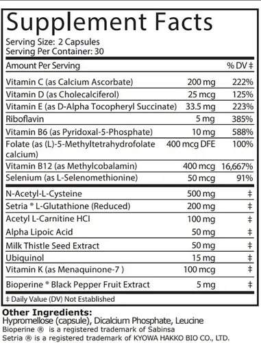Vista 2 de GSH Gold - Reduced Glutathione Complex - Made in USA - Formulated for Optimal Absorption - Immune Support Formula
