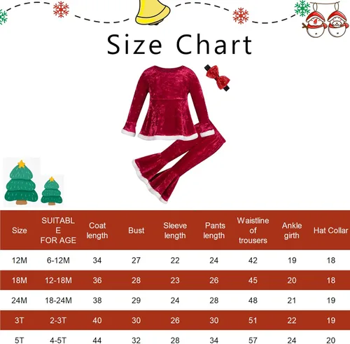 Vista 5 de Goodstoworld Baby Girls Boys 0-5 Years Christmas Outfit Toddler Xmas Santa Costume Long Sleeve Tops with Pants Hat 3 Pcs Set