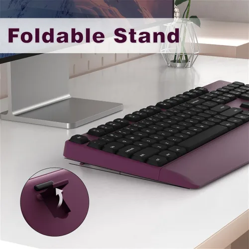 Vista 5 de Combo de teclado y mouse inalámbricos, teclado ergonómico con reposamuñecas, conexión inalámbrica de 2.4 GHz, compatible con PC/laptop, Windows/Mac