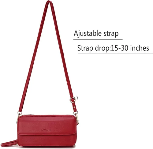 Vista 5 de Lanyani Cartera cruzada RFID con bolsillo para teléfono para mujer, cuero vegano