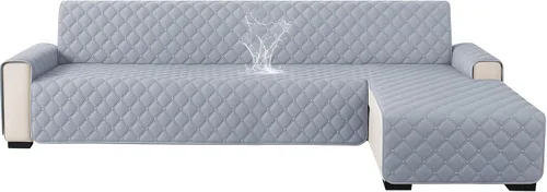 Vista 16 de XINEAGE Fundas 100% impermeables para sofá modular en forma de L, reversible, lavable, con botones de chaise plum flower, protector de muebles