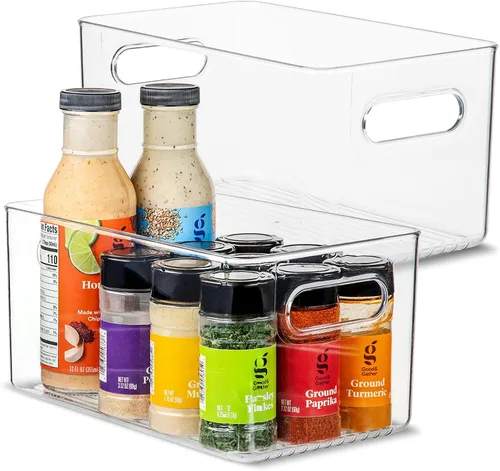 Vista 42 de Contenedor de plástico transparente para almacenamiento de alimentos con asas para organizar cocina, despensa, refrigerador, congelador, despensa