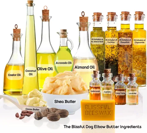 Vista 6 de The Blissful Dog Mantequilla de codo para callos secos y agrietados, bálsamo para perros seguro para lamer, bálsamo calmante para codos con manteca