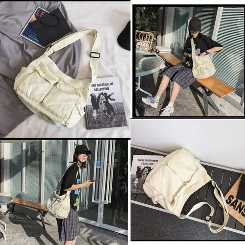 Vista 4 de Henmifyer Bolso bandolera bandolera de cuero pequeño para hombre, bolso casual de viaje de negocios, correas ajustables