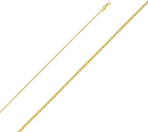 Vista 4 de Ioka 14K Yellow Gold St. Christopher Medal Pendant Necklace Protect Us Charm with 1.2mm Flat Open Wheat Chain