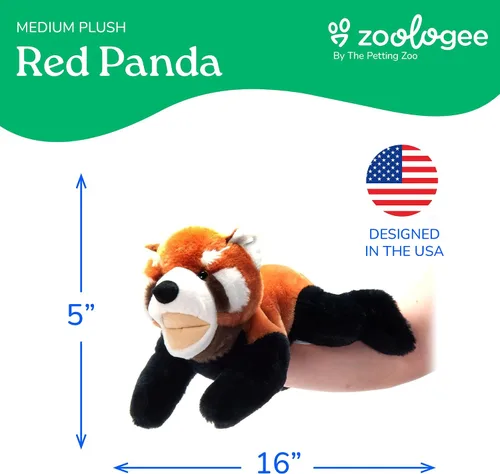 Vista 3 de The Petting Zoo Marioneta de mano de panda rojo, regalo para niños, animales de marioneta, panda rojo, juguete de peluche interactivo de 16 pulgadas