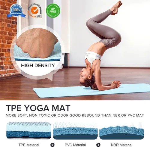 Vista 4 de SIMIAN Tapete de yoga grueso de 0.315 pulgadas de doble cara antideslizante para hombres y mujeres con correa de transporte, tapete profesional