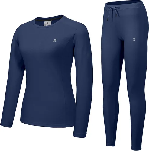 Vista 11 de Little Donkey Andy Conjunto de ropa interior térmica con forro polar para mujer, capa base, calzoncillos largos para clima frío, parte superior e