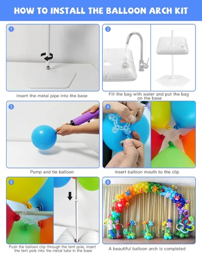 Vista 6 de TekXYZ Kit de soporte para arco de globos, marco de arco ajustable de 10 x