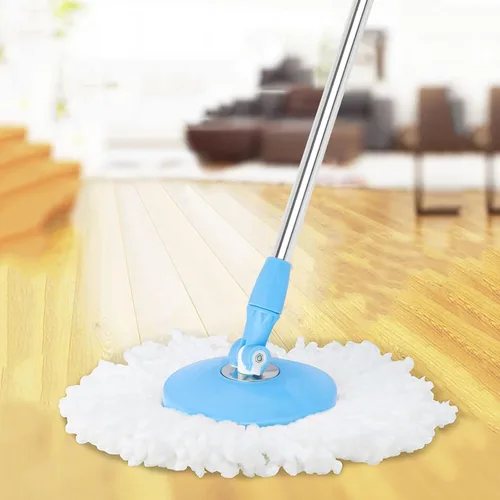 Vista 7 de Spin Mop Pole Handle Replacement 360 Spinning Cleaning Scraper para fregona de piso Cubo sin pedal versión azul