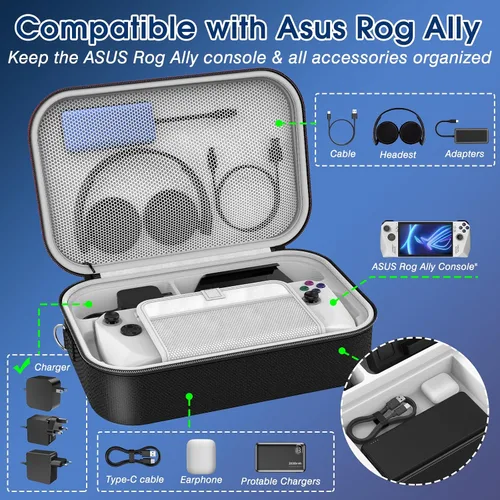 Vista 3 de Biftrew Rog Ally Carrying Case Compatible with Asus Rog Ally 2023, Large Capacity Travel Storage Carrying Case for Asus Rog Ally Gaming Handheld &