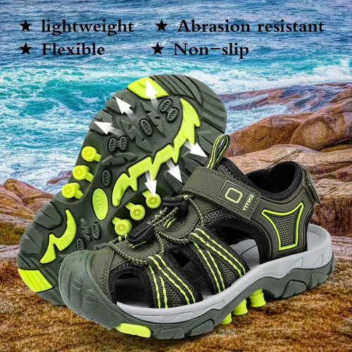 Vista 3 de JMFCHI FASHION Sandalias deportivas para niños, sandalias para exteriores, senderismo, atléticas, puntera cerrada, sandalias de playa para niñas