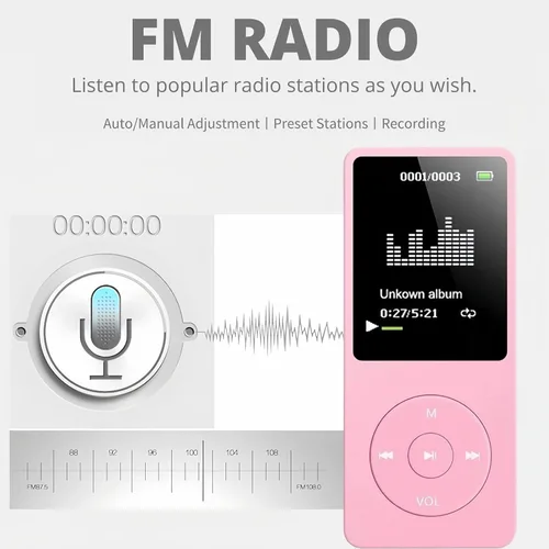 Vista 4 de Reproductor MP3 MP4 para niños con pantalla HD de 1.8 pulgadas, radio FM, grabadora de voz, visor de fotos de video, libro electrónico, juegos, Verde