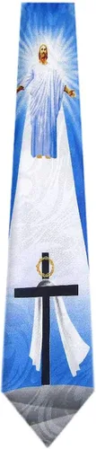 Vista 6 de Buy Your Ties Corbata Novedad Tema Cristiano Hombre Negro y marrón.