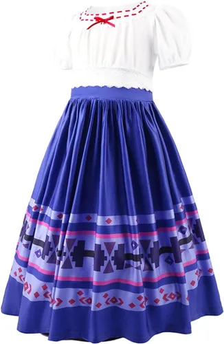 Vista 3 de keaiyouhuo Disfraz de Mirabel 3T-12T para cosplay, disfraz de Isabela Luisa Dolores, tía Pepa, vestido Madrigal para la familia Halloween