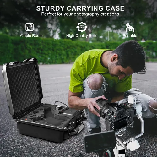 Vista 6 de Lekufee Estuche rígido impermeable de transporte para DJI RS 4 Mini, Combo, estabilizador de cardán, DJI Mic 3/2/Mic Mini y más accesorios